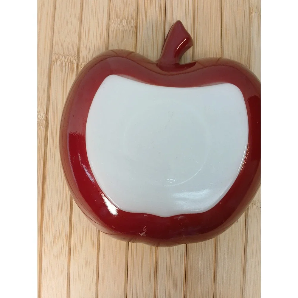 Hazel Atlas Red Flashed Milk Glass Apple Shaped Bowls Set of 5 Vintage MCM